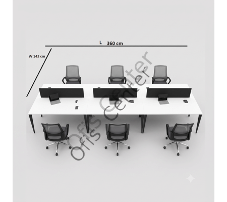 Exen Altı'lı Ayrılabilir Ofis ve Büro W Masa 360 cm
